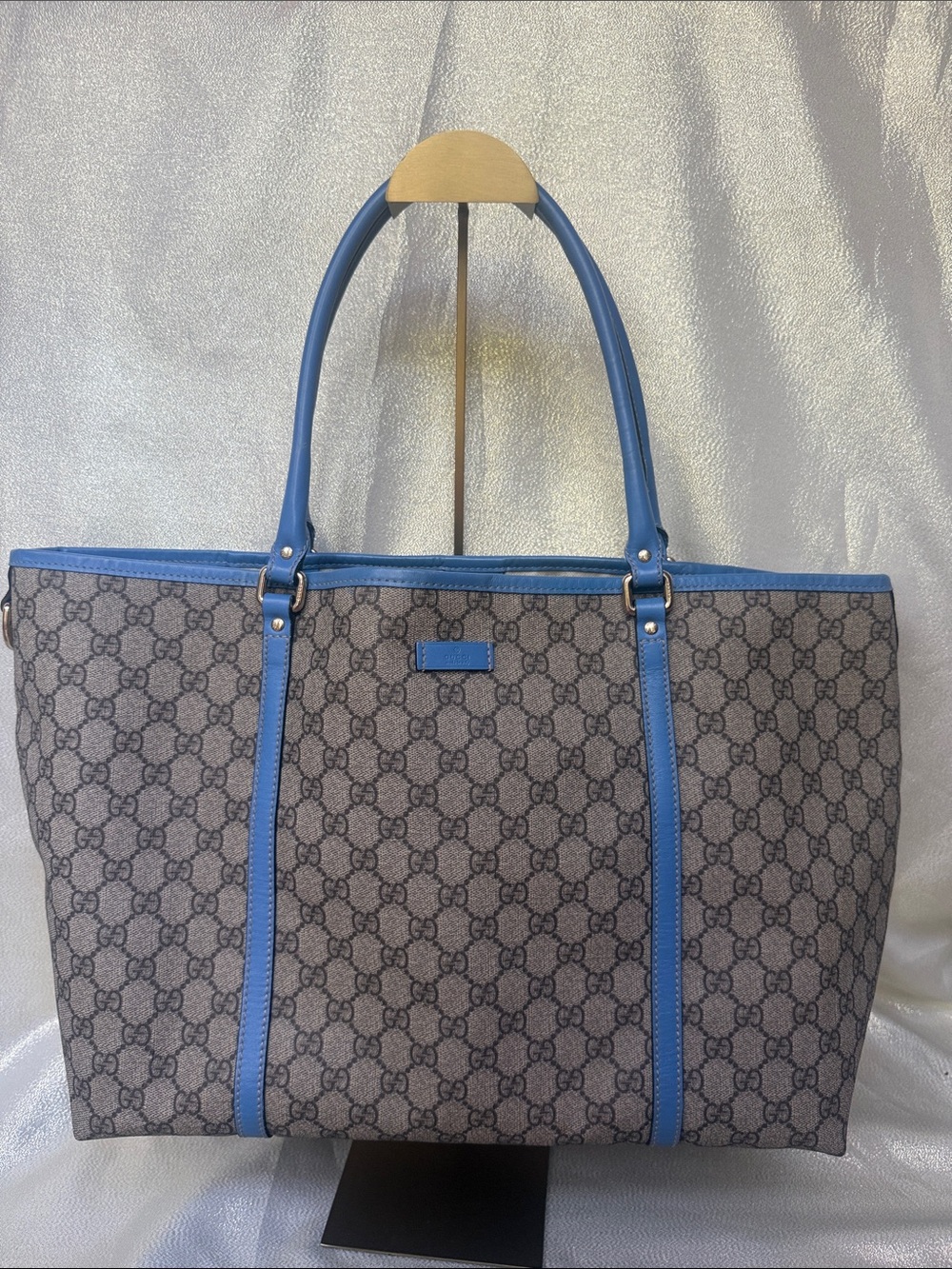 Gucci GG Joy Tote with Blue Trim